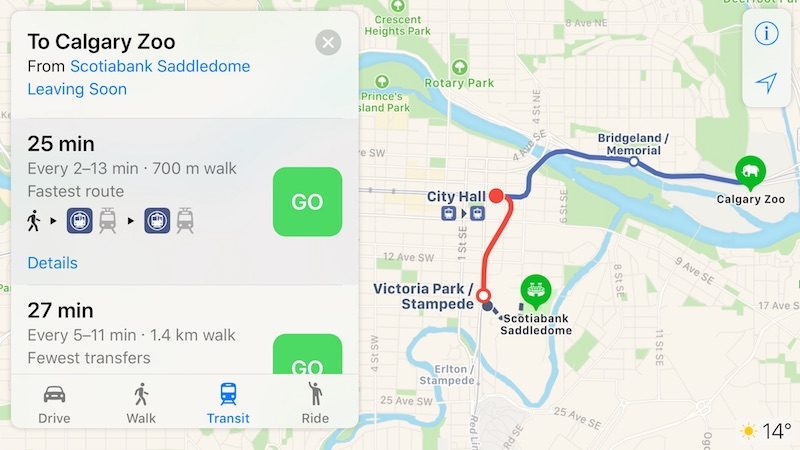 Apple Maps Transit Directions Now Available in Calgary and Southern Alberta