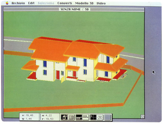 "This screenshot from Radar CH (later ArchiCAD) shows how far BIM modeling capabilities had developed by 1984, the first major BIM release on a personal computer." Image via Graphisoft