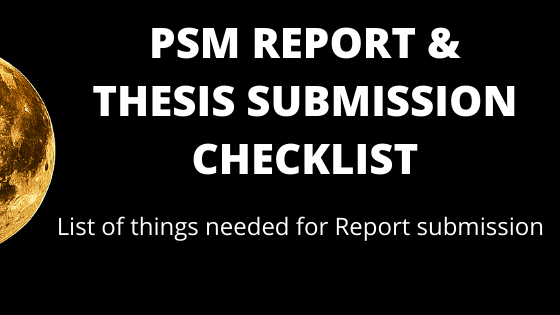 List of things needed for Report submission