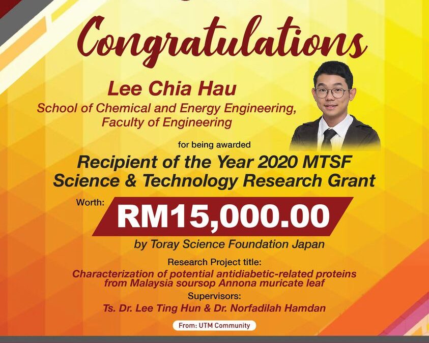 Congrats to my student, Lee Chia Hau