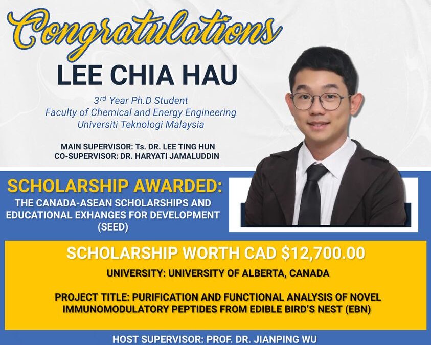 Celebrating Lee Chia Hau’s Scholarship Success: Embarking on a Path of Scientific Exploration at the University of Alberta