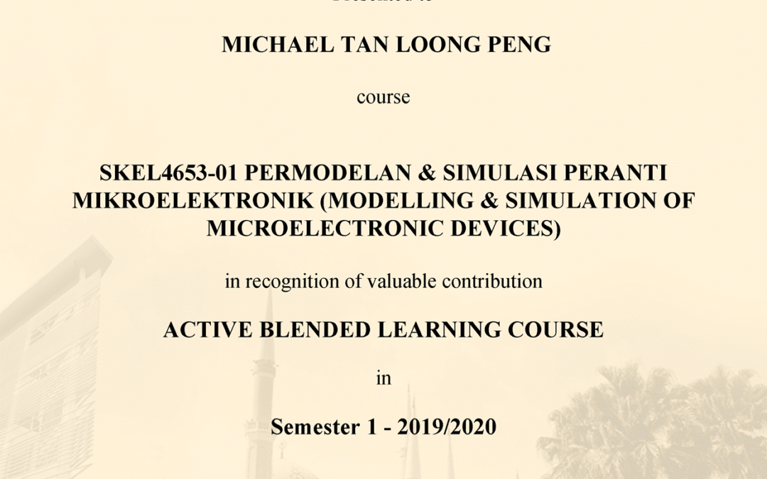 Blended Learning CL5 for SKEL4653-01 Semester 20192020-1