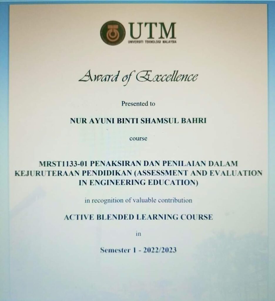 Award of Active Blended Learning Course