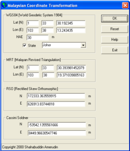 Malaysia Coordinate Transformation Program