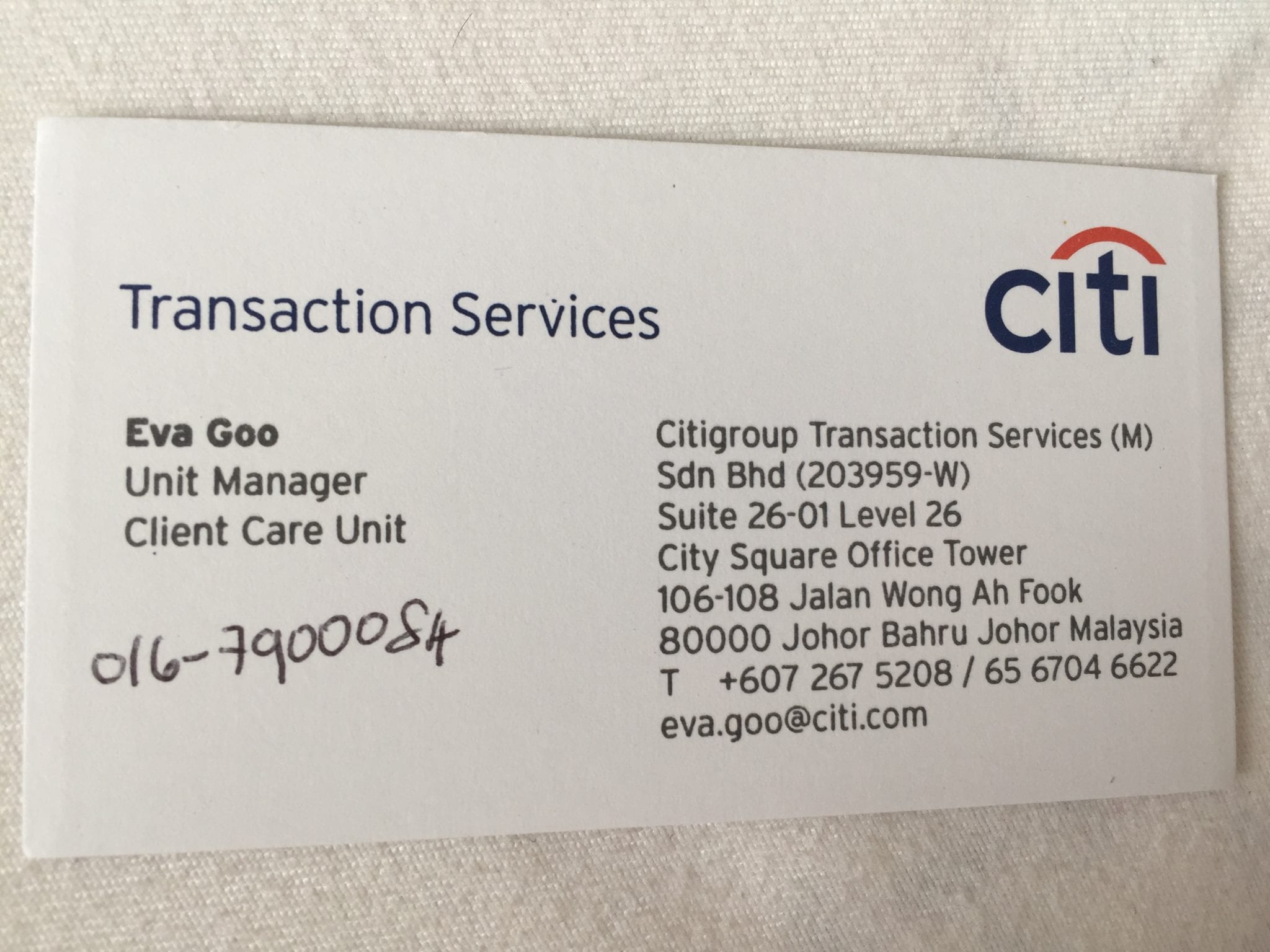 Citigroup Transaction Services M Sdn Bhd Dr Thoo Ai Chin