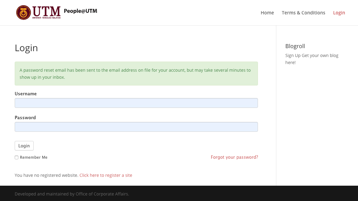 How To Reset Your Password People At Universiti Teknologi Malaysia